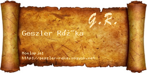 Geszler Réka névjegykártya